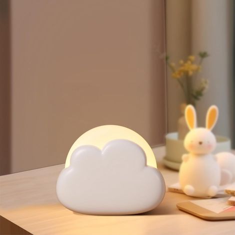 Veilleuse Nomade Portable, Veilleuse Nuage Rechargeable pour Allaitement, Veilleuse Bébé Lampe Chevet Enfant, Lumière Décor Chambre Bébé (Blanc) (1/5)