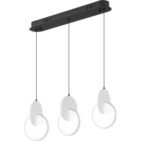Striscia LED “Carlota” a sospensione 3 luci (51W 6500K 7140lm) IP20 80-180x54x18cm colore bianco e nero
