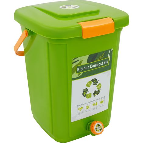 Bac à compost de cuisine Bac à compost de grande capacité anti-odeurs pour cuisine/jardin/balcon avec robinet et plaque filtrante Traite efficacement une variété de matériaux (20 l/4,4 gal) (1/5)