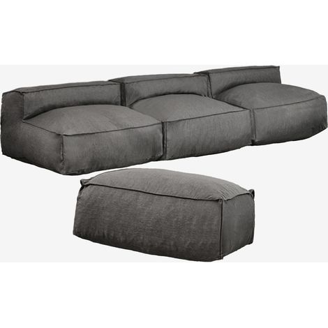 SKLUM Dojans 3-teiliges modulares Sofa und Pouf Grau Granit                                  