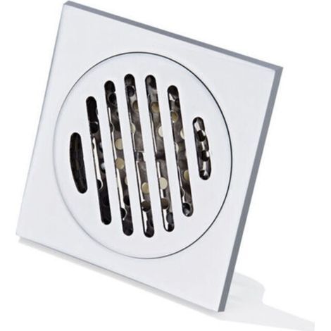Grille Douche Anti Cheveux Siphon De Sol en Acier Inoxydable Épais Drain De Douche Carré Anti-Odeur pour Salle De Bain 100 100mm (1/4)