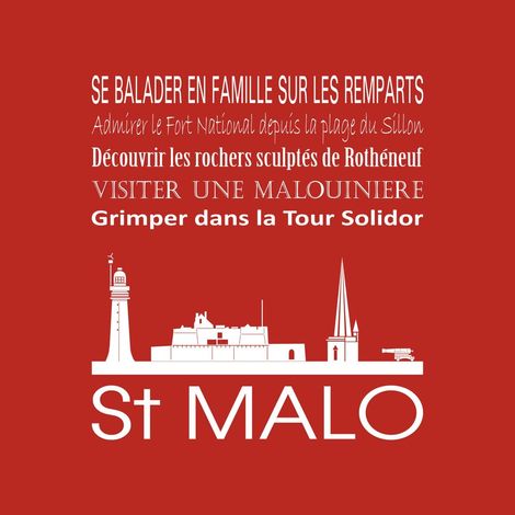 Tableau sur toile Saint-Malo rouge 30x30 cm - Impression sur Toile Murale Décorative - Image imprimée en HD sur Toile - Toile sur Châssis en Bois FSC - Fabriqué en France (1/4)
