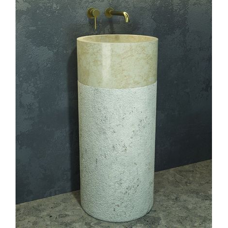 Lavabo da terra con doppia texture color crema altezza 90cm  Litos-BC40 kamalu