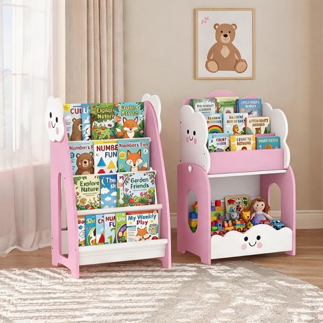 MDF finish warm pink modular unit 4 shelves 85 x 32 rose en MDF (1/5)