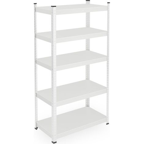 Étagère de rangement charge lourde 5 niveaux réglables 90 x 60 x 30 cm pratique et robuste en acier blanc (1/5)
