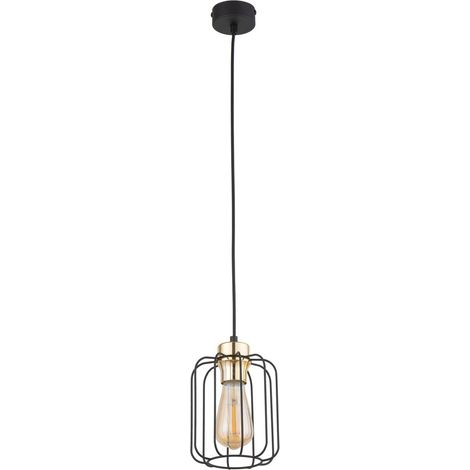 Pendelleuchte E27 Schwarz Ø 15 cm Metall Hängeleuchte Wohnzimmer (1/5)