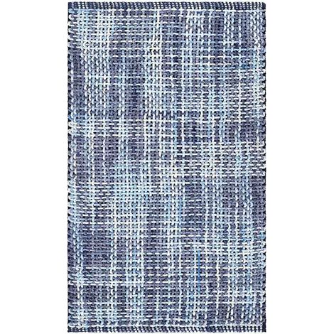 Tappeto da bagno CRAZY LIGHTBLUE, morbido e assorbente in microfibra antiscivolo, lavabile in lavatrice, ideale per doccia, lavabo e sanitari, con effetto intreccio 50x80cm (1/5)