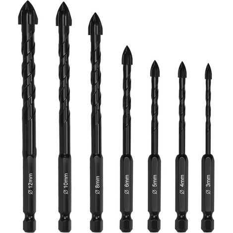 Set di punte per trapano Dailygoods, set universale di 7 punte per trapano per il fai da te. Varie misure per forare cemento e vetro... (1/5)
