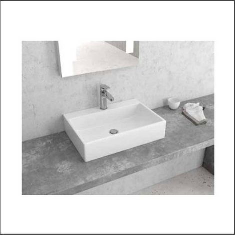 Lavabo d'Appoggio 51,5x36xh12 cm Squadrato Ceramica Bianco (1/2)