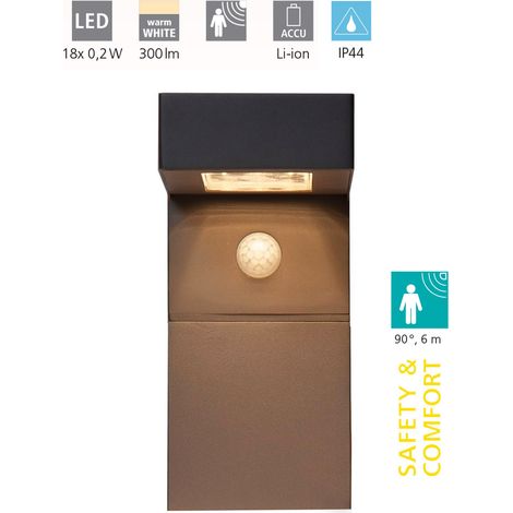 Applique Sensore Esterno Moderna Baracconi Alluminio Nero E Trasparente Led (1/4)