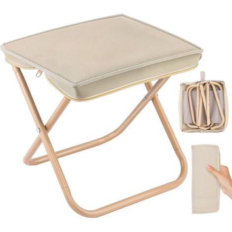 Tabouret de Camping Pliable Ultra Léger avec Sac de Rangement – Siège Compact pour Voyages, Jardin, Pêche, Barbecue et Plage (Kaki) (1/5)