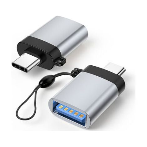 USB C auf USB 3.0 Adapter (2er Pack), USB C Stecker auf USB 3.0 Buchse, kompatibel mit Telefon, Laptop, PC (Silber) (1/3)