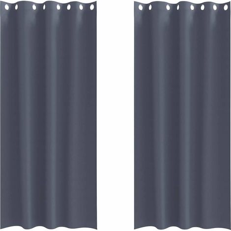 Maison Exclusive - Verdunkelungs-Vorhänge mit Ringen 2 pcs Anthra