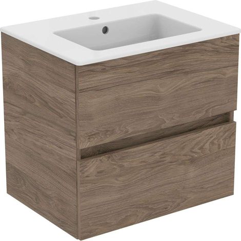 Ideal Standard Eurovit - Waschtisch mit Unterschrank, 55x60x44 cm, 2 Schubladen, Nussbaum R0572Y9
