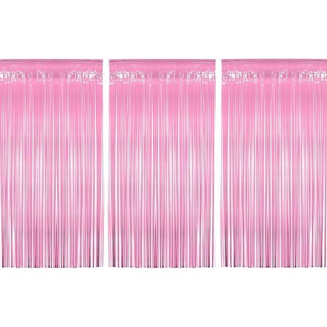 rideaux à franges métallisées, guirlandes métalliques, fond arc-en-ciel, décoration de fond pour fête d'anniversaire (rose) (1/5)