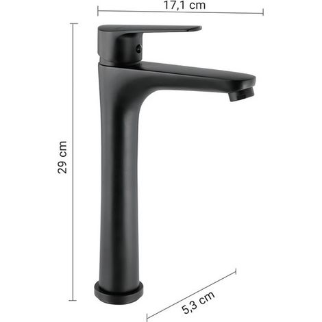 Grifo alto negro mate para lavabo 29 x 5,3 x 17,1 cm (1/2)