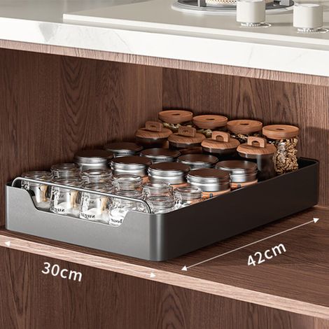 Fixed sliding cabinet organizer with soft-close guide, silent sliding pantry shelves, sturdy sliding drawer pantry shelf for kitchen, 40 x 20 x 7 cm, n