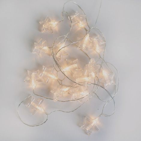 BIANCA Ghirlanda luminosa natalizia decorativa. Paralume a forma di stella. Lunghezza 450 cm e luce calda a LED. Realizzata in Spagna (1/4)