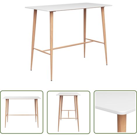 The Living Store Bartisch Weiß 120x60x105 cm - Esstisch - Bartisch - Stehtisch - Weißer Tisch - Kücheninsel (1/5)