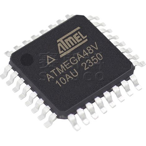 Electronic components, chips and electronic parts ATMEGA48V-10AU and ATMEGA640-16AU, 5 units of each.