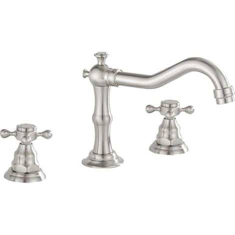 Mitigeur de lavabo trois trous style vintage à double poignée, robinet large pour vasque de salle de bains, installation murale 8 pouces compatible baignoire, structure à trois orifices avec double co