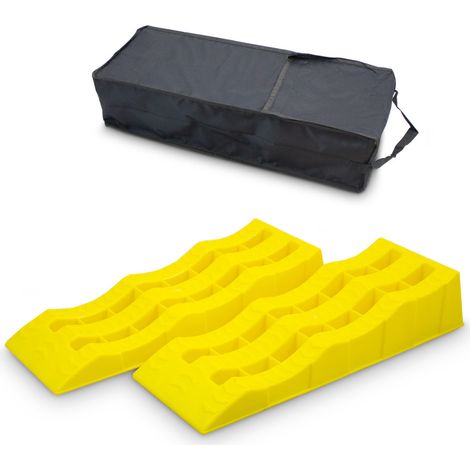 BITUXX PKW Auffahrrampen Set 3,5T 210mm Ausgleichsrampe Stabilisierung 3 Höhen 40-70-100mm KFZ Kunststoff Rampe Autorampe Hebebühne Plattform Auffahrt Wohnmobil (1/5)