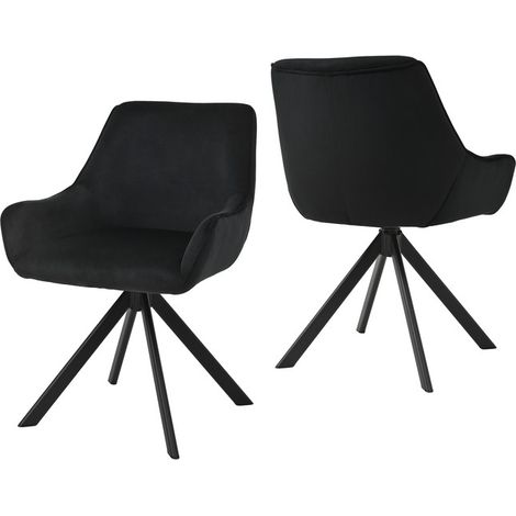 360° swivel armchairs with curved backrests and soft cushions, perfect combination of style and comfort - Set of 2 - Black