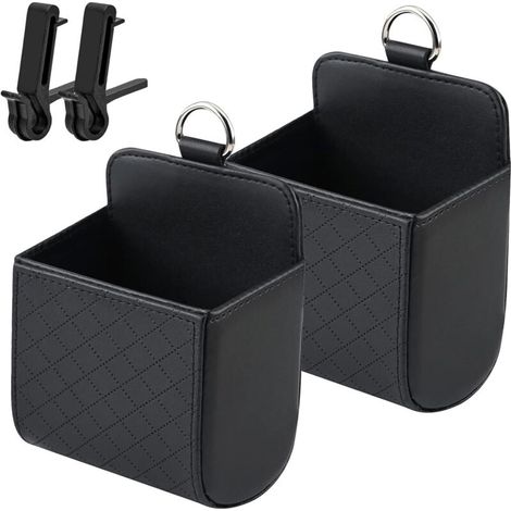 Sac De Rangement Pour Grille D Aeration - 12 X 9 X 5 Cm - En Cuir Pu - Pour Voiture - Lot De 2 (1/5)