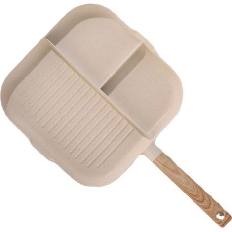 APEX Poêle Grill avec Poignée, Poêle Antiadhésive 3 en 1 en Aluminium Skillet Gril Carrée pour Tous Feux Dont Induction - Blanc (1/4)