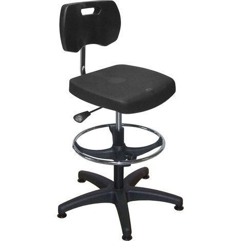 PROVOST - Siège de bureau ajustable en polyuréthane noir avec repose-pieds réglable