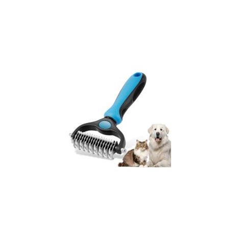Brosse de toilettage pour animaux de compagnie, râteau double face pour chiens et chats, brosse professionnelle pour démêler les poils et éliminer les nœuds, les tapis, les nœuds et les poils volants (1/5)