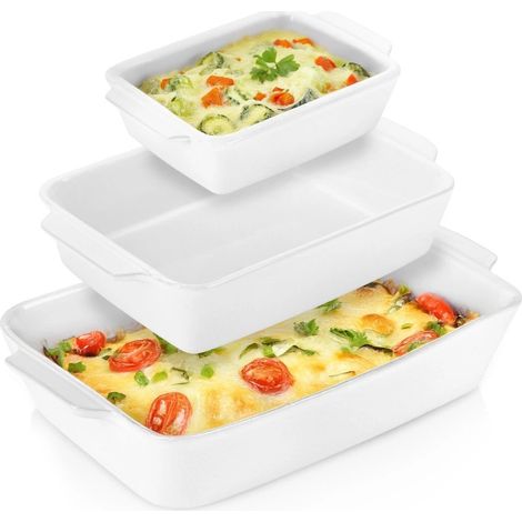 Ceramic casserole dish set white 3 sizes 235492676 (1/5)