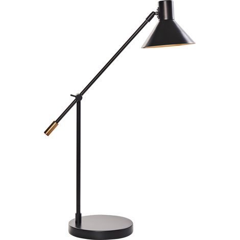 Lámpara de mesa moderna metal hierro pantalla y brazo ajustables negro Pinkeen