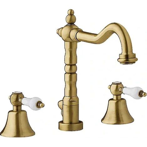 Robinet de lavabo 3 trous en bronze rétro