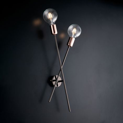Applique Moderna Bloom Metallo Cromo Nero Rame 2 Luci E27