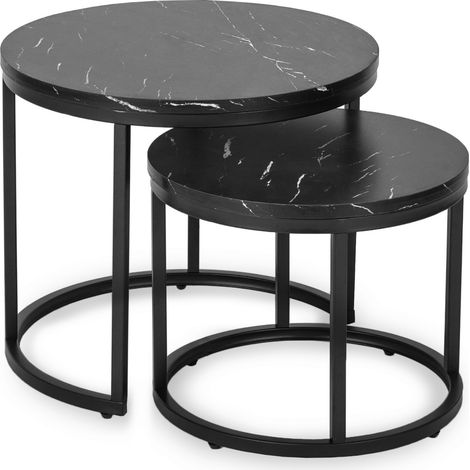 Mauro Couchtisch-Set 43 cm/53 cm Schwarzer Marmor Moderner Glamour (1/5)
