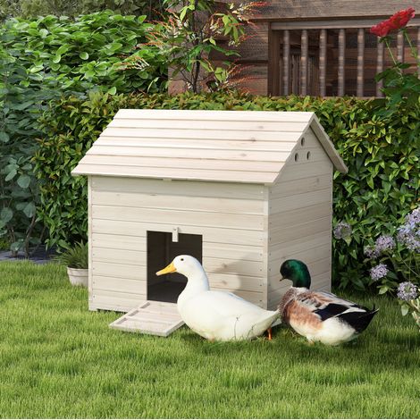 Gallinero para patos con techo abatible, rampa, 100 x 82,5 x 91 cm, madera de abeto DESVIAE (1/5)
