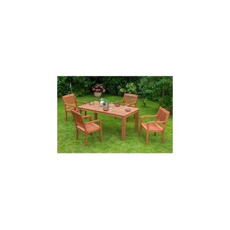 Maracaibo Set 5tlg 4 Sessel Tisch 170x90cm Eukalyptus