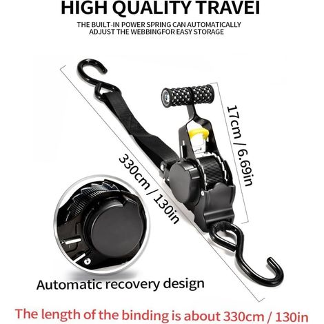 JSSEVN - Piece Automatic Ratchet Motorcycle Tie-Down Strap, Car and Motorcycle Handlebar Strap, Ratchet Straps, Maximum Protection for Car, Truck, Motorcycle (1/5)