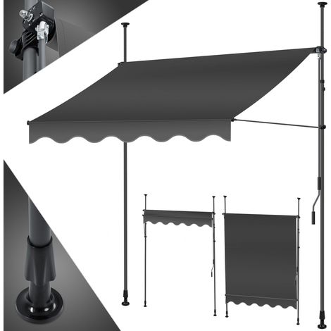 KESSER® Klemmmarkise mit Handkurbel Balkon Balkonmarkise ohne Bohren UV-beständig höhenverstellbar wasserabweisend Sonnenschutz Terrassenüberdach Anthrazit / 300cm
