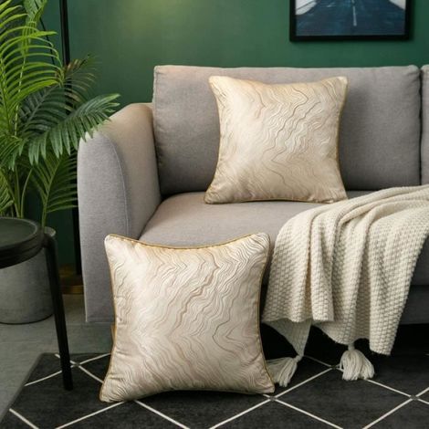 Housse de coussin - 2pcs - Beige - Satin de haute qualité - 45 x 45 cm (1/4)