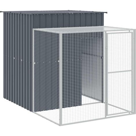 Poulailler avec cour anthracite 165x251x181 cm acier galvanisé
