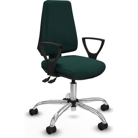 Elche AS similpiel verde botella brazos fijos base cromada ruedas nailon 65mm (1/5)