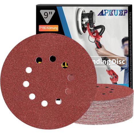 Disques abrasifs 225 mm 25 pièces grain 180,papier abrasif en alumine calcinée 10 trous,revêtement abrasif antiadhésif pour ponceuse orbitale (1/5)