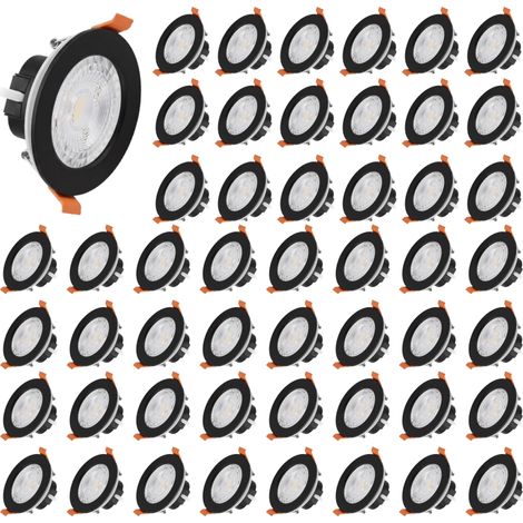 Lot de 50 Spots LED Encastrables Etanches D68 7W CCT IP54 Noirs - 60 deg - Switch 3000-4000-6500K