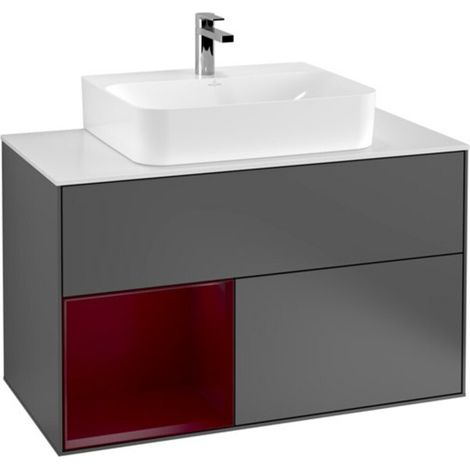 V&B Waschtischunterschrank Wandbeleuchtung Finion 100, Pl wh. m, Reg li Peo, Anthrac. m (1/2)