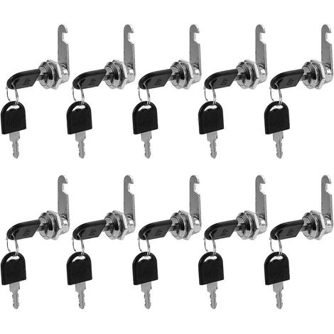 Lot de 10 serrures de sécurité à cylindre métallique pour armoires et casiers, avec clés. (1/5)