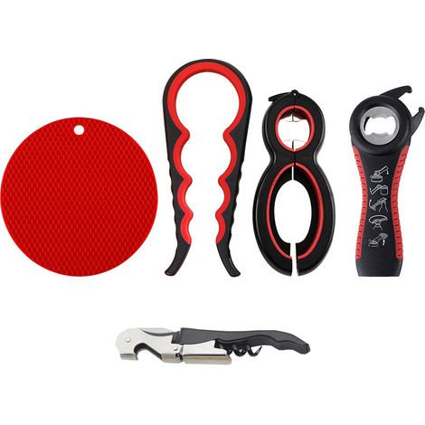 Set di 5 apriscatole multifunzionali, apribottiglie, apriscatole, apricoperchi, apricoperchi a vite (1/4)