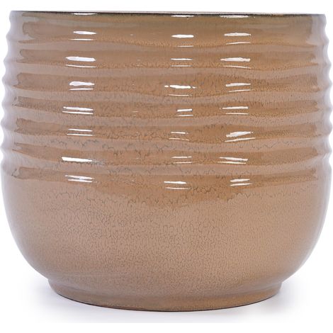 Set di 3 vasi di ceramica artigianali, marrone chiaro brillante, 34,6/26,2/20 cm (1/5)