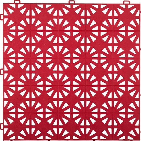 Dalle plastique rouge clipsable 12 mm Dalle à motifs circulaires Dalle 30x30 cm pour usage intensif idéal pour extérieur (1/4)